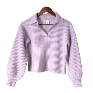 SINCERELY JULES | Oversized Wool Blend Cropped Collared Knit Sweater Size M NWOT